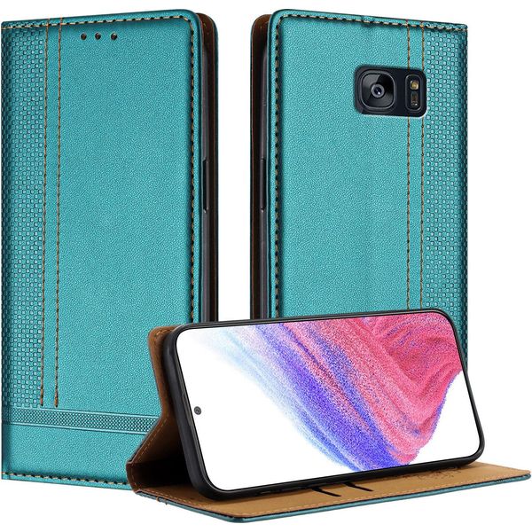 Custodia Per Telefono Cellulare Per Samsung Galaxy S7 Edge In Pelle Flip Custodia Protettiva Con Funzione Stand Verde-image