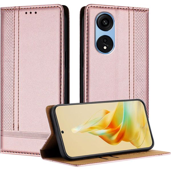 Custodia Per Oppo A1 Pro In Pelle Con Funzione Di Supporto Rosa-image