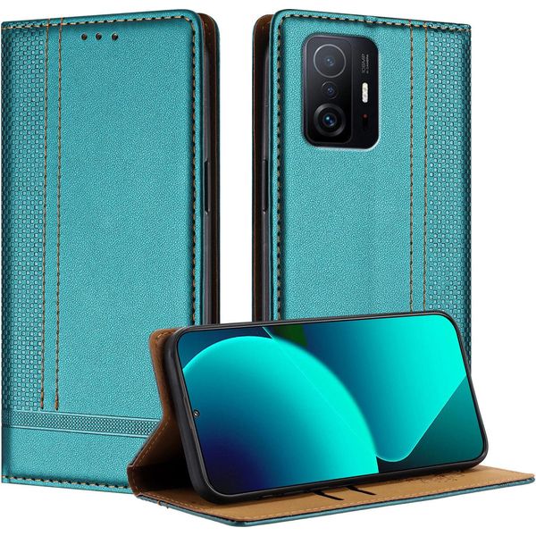 Custodia Per Xiaomi 11T / 11T Pro In Pelle Con Funzione Stand Verde-image