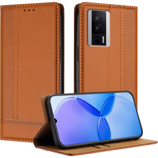 Custodia Per Xiaomi Poco F5 Pro/Redmi K60/K60 Pro Custodia Flip In Pelle Con Funzione Stand Brown-image
