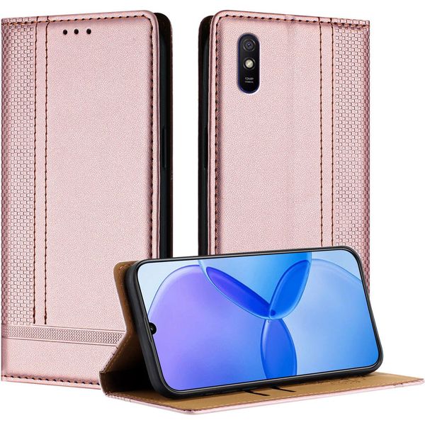 Custodia Per Xiaomi Redmi 9A In Pelle Con Funzione Di Supporto Rosa-image