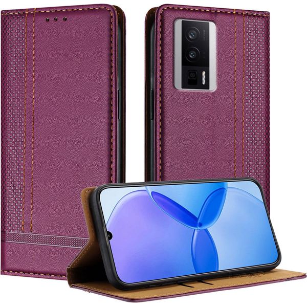 Custodia Per Xiaomi Poco F5 Pro/Redmi K60/K60 Pro Custodia Flip In Pelle Con Funzione Stand Viola-image