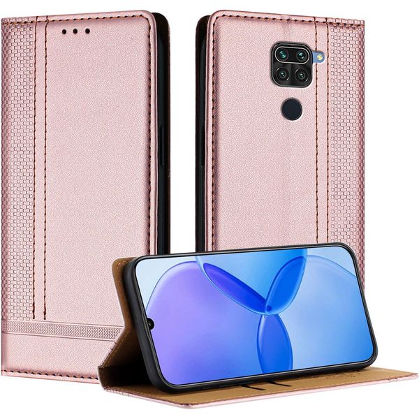 Custodia Per Xiaomi Redmi Note 9 In Pelle Con Funzione Di Supporto Rosa-image