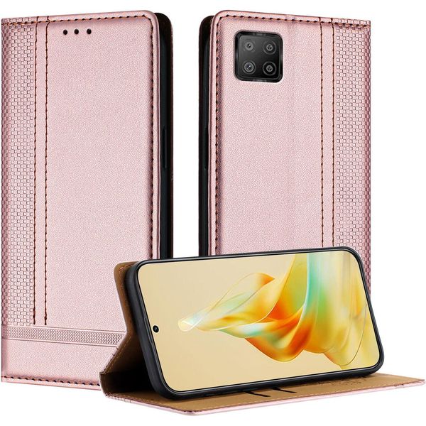 Custodia Per Oppo A73 4G In Pelle Con Funzione Di Supporto Rosa-image
