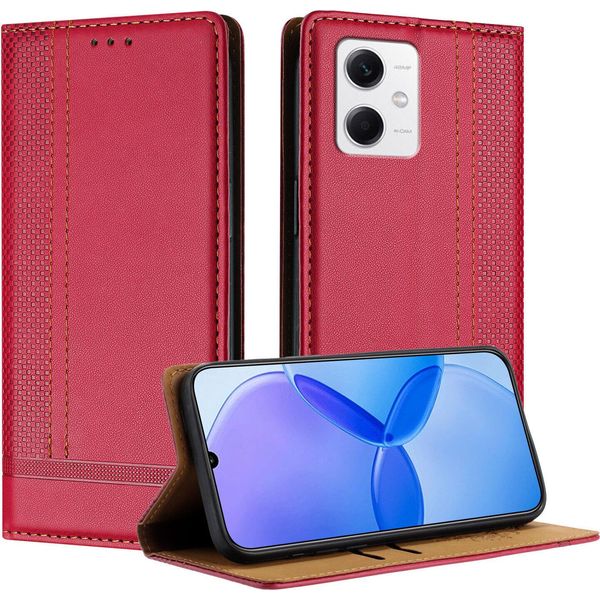 Custodia Per Xiaomi Poco X5/Redmi Note 12 5G In Pelle Flip Case Con Funzione Stand Rosso-image