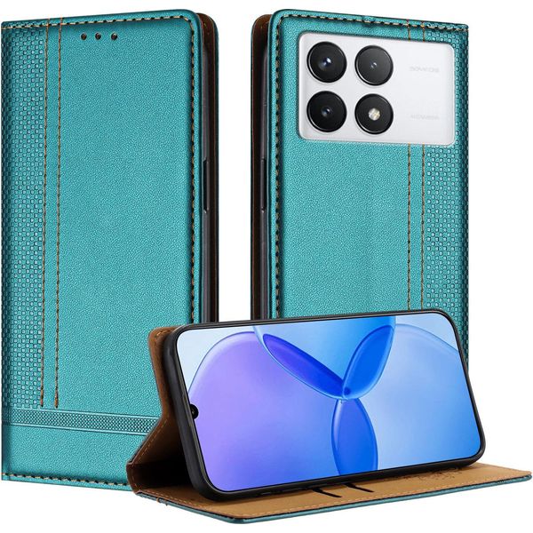 Custodia Per Xiaomi Poco X6 Pro/Redmi K70E 5G In Pelle Flip Cover Con Funzione Stand Verde-image