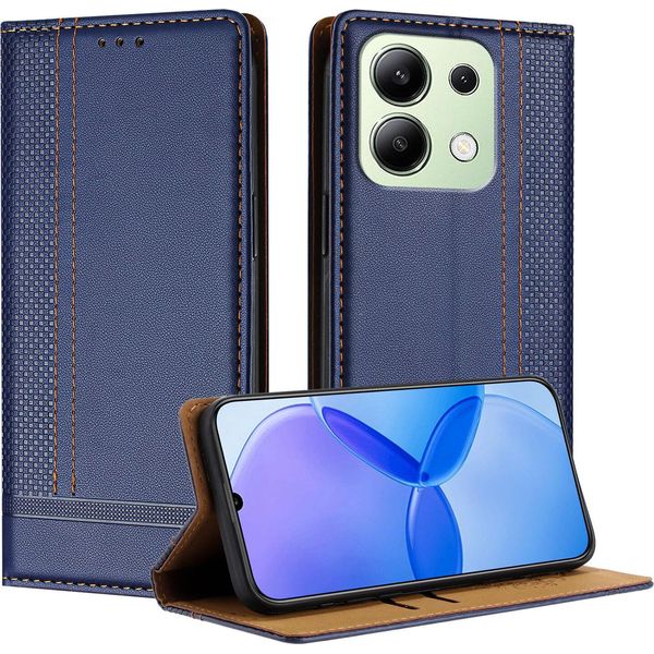 Custodia Per Xiaomi Redmi Note 13 4G In Pelle Flip Case Con Funzione Stand Blu-image