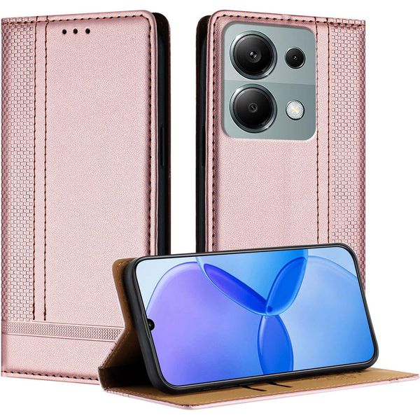 Custodia Per Xiaomi Redmi Note 13 Pro 4G In Pelle Con Funzione Di Supporto Rosa-image
