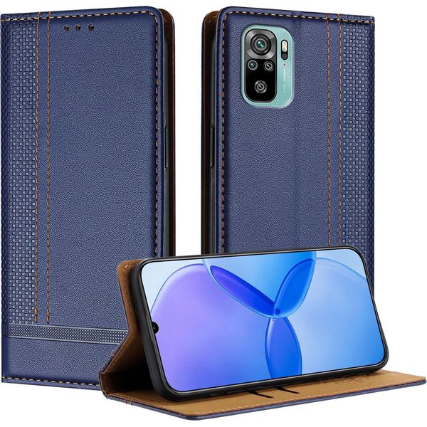 Custodia Per Xiaomi Poco M5S/Redmi Note 10S/Note 10 4G Custodia Flip In Pelle Con Funzione Stand Blu-image