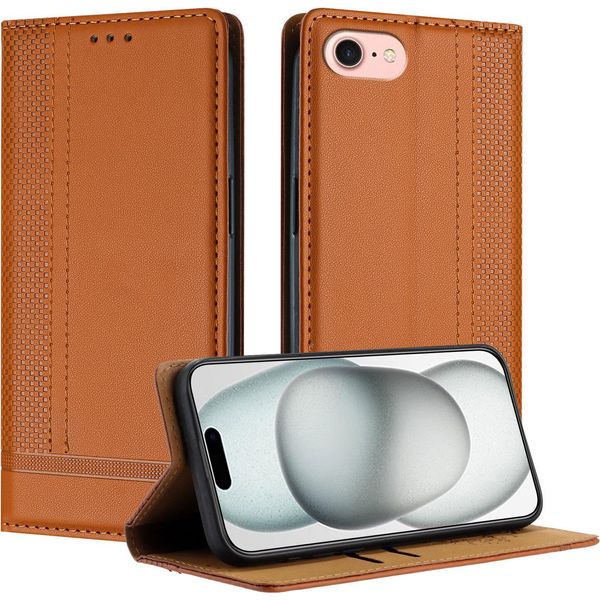 Custodia Per Iphone 8/7/6S/6 In Pelle Con Funzione Di Supporto Marrone-image