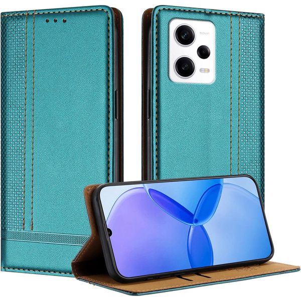 Custodia Per Xiaomi Redmi Note 12 Pro+ 5G In Pelle Flip Protettiva Con Funzione Stand Verde-image