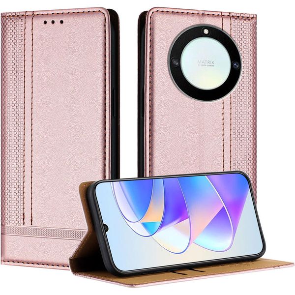 Custodia Per Honor X9A/Magic5 Lite In Pelle Con Funzione Stand Rosa-image