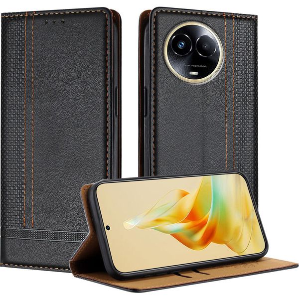 Custodia Per Telefono Cellulare Per Realme 11 5G In Pelle Flip Custodia Protettiva Con Funzione Di Stand Nero-image