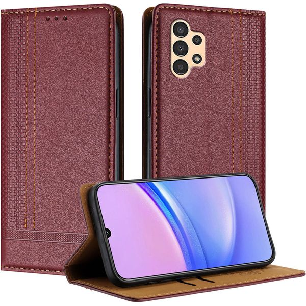 Custodia Per Samsung Galaxy A04S A04 A13 5G/4G Custodia Flip In Pelle Con Funzione Stand Rosso Scuro-image