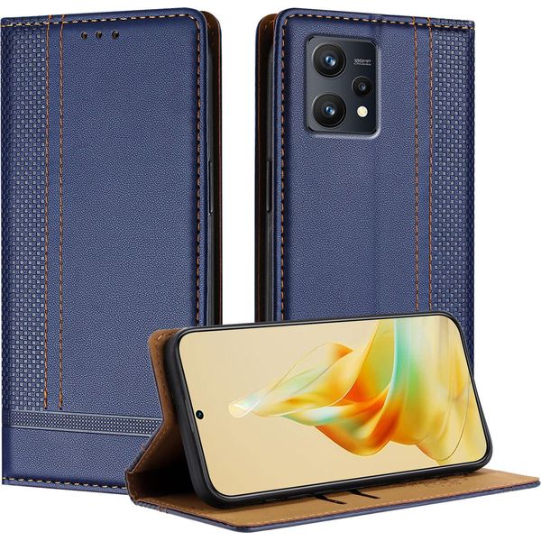 Custodia Per Telefono Cellulare Per Realme 9 5G In Pelle Flip Custodia Protettiva Con Funzione Stand Blu-image