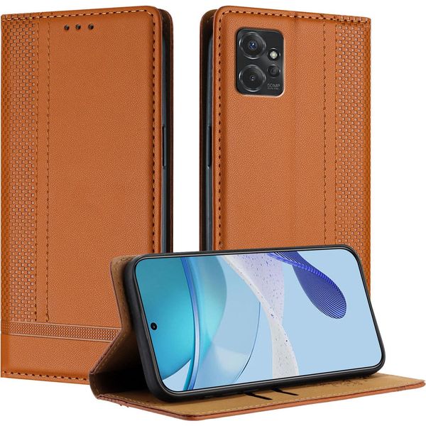 Custodia Per Motorola Moto G Power 5G 2023 In Pelle Flip Cover Con Funzione Stand Brown-image