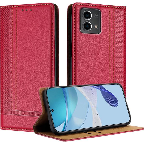 Custodia Per Motorola Moto G Stylus 5G 2024 In Pelle Con Funzione Di Stand Rosso-image