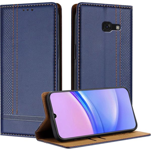 Custodia Per Samsung Galaxy A5 2017 In Pelle Flip Case Con Funzione Stand Blu-image