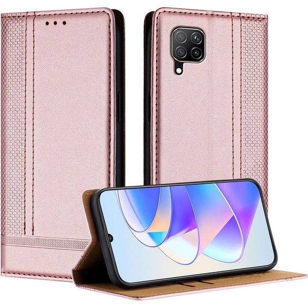 Custodia Per Huawei P40 Lite In Pelle Con Funzione Stand Rosa-image