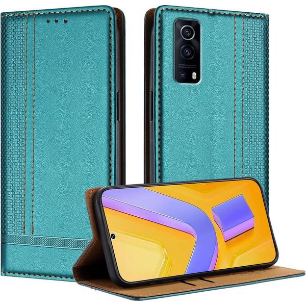 Custodia Per Vivo Y52S In Pelle Con Funzione Stand Verde-image
