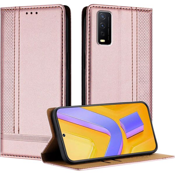 Custodia Per Vivo Y20 In Pelle Con Funzione Di Supporto Rosa-image