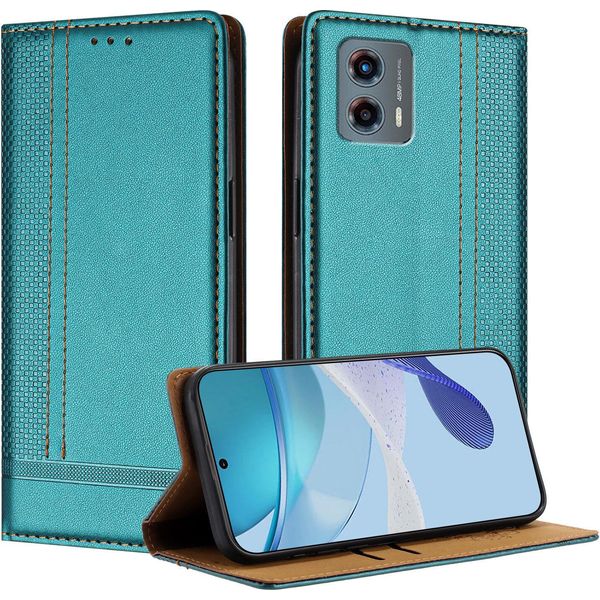 Custodia Per Motorola Moto G (2023) Flip Cover In Pelle Con Funzione Stand Verde-image
