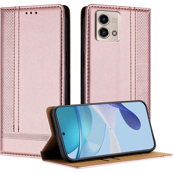 Custodia Per Motorola Moto G Stylus 5G 2023 In Pelle Con Funzione Di Supporto Rosa-image