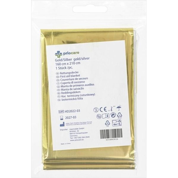 Coperta Di Salvataggio Coperta Di Emergenza Coperta Isolante 160X210 Cm Oro Argento LL2021072218-image