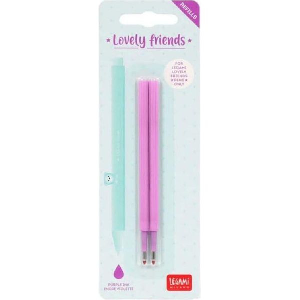 Penna Gel Legami 2 Cartucce Di Ricambio - Set Di Ricariche Lovely Friends - Viola-image