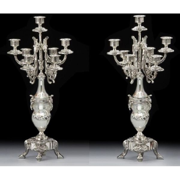 Casa Padrino Set Di Candelieri Barocchi In Bronzo Argento H. 55 Cm-image