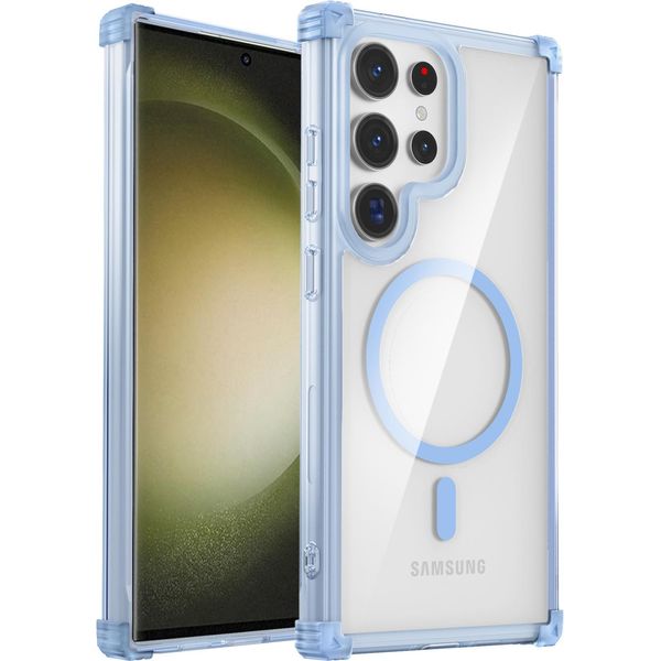 Custodia Magnetica Per Samsung Galaxy S23 Ultra Compatibile Con Magsafe, Antiurto, Protezione Militare Custodia Trasparente Blu-image