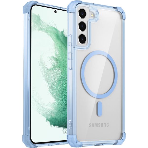 Custodia Magnetica Per Samsung Galaxy S22+ 5G Compatibile Con Magsafe, Antiurto, Protezione Militare Custodia Trasparente Blu-image