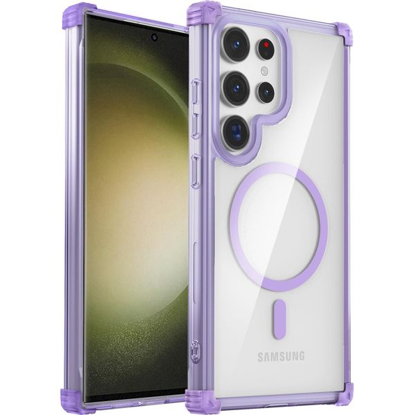 Custodia Magnetica Per Samsung Galaxy S23 Ultra Compatibile Con Magsafe, Antiurto, Protezione Militare Trasparente Viola-image