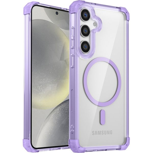Custodia Magnetica Per Samsung Galaxy S24 Compatibile Con Magsafe, Antiurto, Protezione Militare Trasparente Viola-image