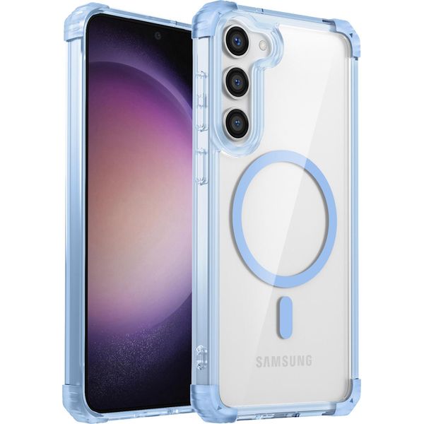 Custodia Magnetica Per Samsung Galaxy S23 Compatibile Con Magsafe, Antiurto, Protezione Militare Custodia Trasparente Blu-image