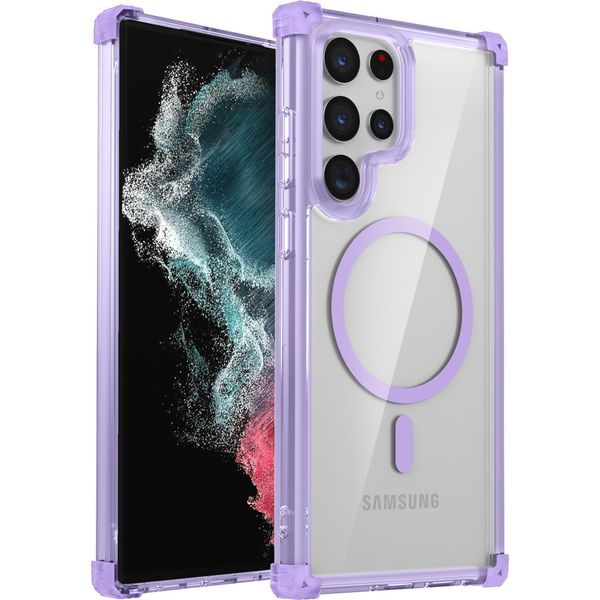 Custodia Magnetica Per Samsung Galaxy S22 Ultra 5G Compatibile Con Magsafe, Antiurto, Protezione Militare Trasparente Viola-image