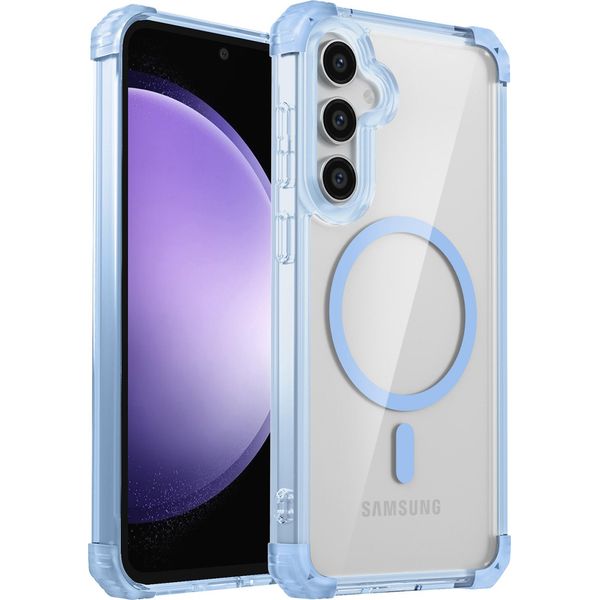 Custodia Magnetica Per Samsung Galaxy S23 Fe Compatibile Con Magsafe, Antiurto, Protezione Militare Custodia Trasparente Blu-image