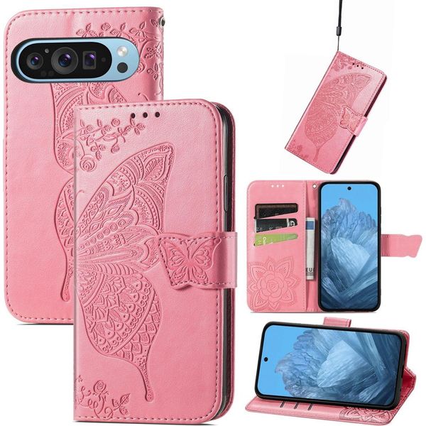 Per Google Pixel 9 / 9 Pro Custodia Per Cellulare In Con Design A Farfalla Rosa-image