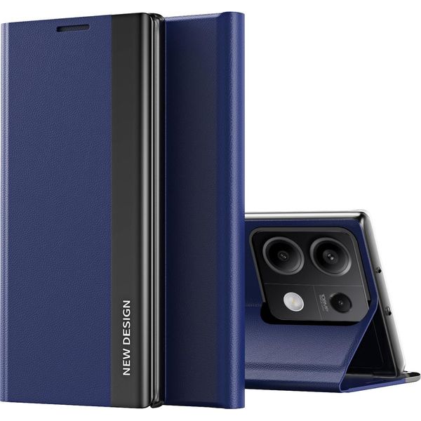 Custodia Per Xiaomi Redmi Note 13 4G In Finto Cuoio Flip Cover Protettiva Con Funzione Stand Blu Navy-image