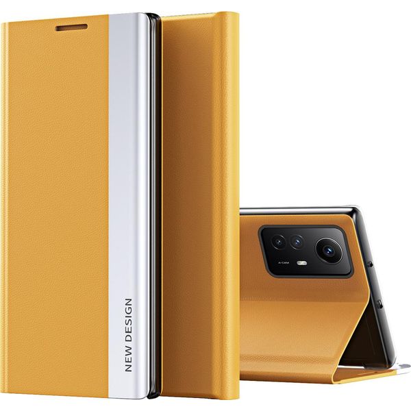 Custodia Per Xiaomi Redmi Note 12S Custodia Magnetica In Finto Cuoio Con Funzione Stand Giallo-image