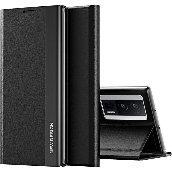 Custodia Per Xiaomi Poco F5 Pro/Redmi K60/K60 Pro Custodia Magnetica In Finto Cuoio Con Funzione Stand Nero-image