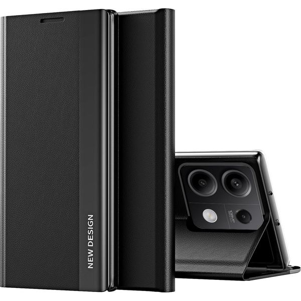 Custodia Per Xiaomi Redmi Note 13 Pro 5G/Poco X6 Custodia Magnetica In Finto Cuoio Con Funzione Stand Nero-image