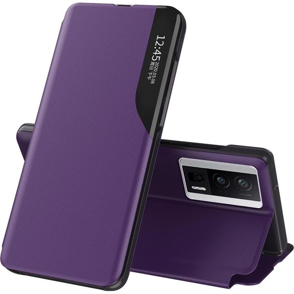 Custodia Flip Per Xiaomi Poco F5 Pro/Redmi K60/K60 Pro, Custodia In Finto Cuoio Con Finestra E Funzione Stand Viola-image