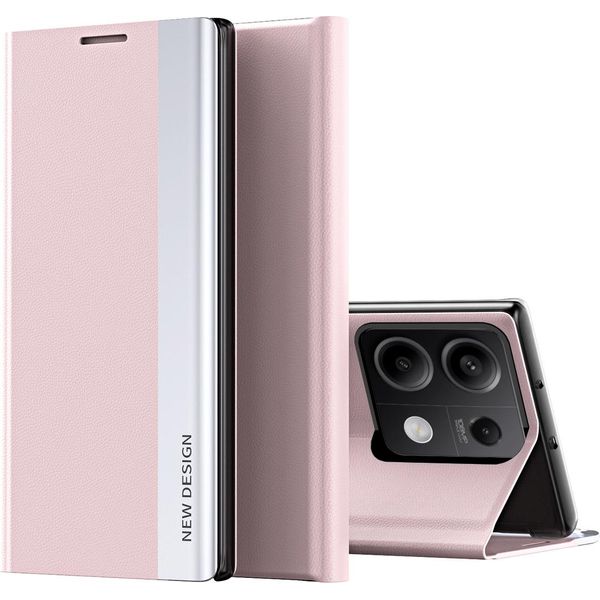 Custodia Per Xiaomi Redmi Note 13 Pro 4G/Poco M6 Pro 4G Custodia Protettiva In Finto Cuoio Flip Cover Con Stand Rosa-image