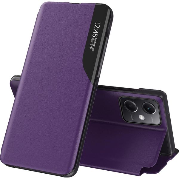 Custodia Flip Per Xiaomi Poco X5 /Redmi Note 12 5G, Custodia In Finto Cuoio Con Finestra E Funzione Stand Viola-image