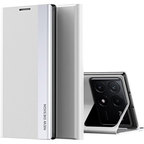 Custodia Per Xiaomi Poco F6 Pro/Redmi K70/K70 Pro, Custodia Magnetica In Finto Cuoio Con Funzione Di Supporto Bianco-image