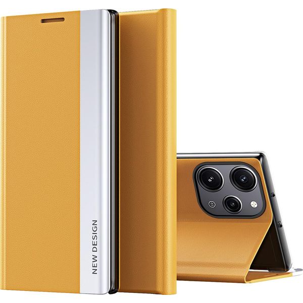 Custodia Per Xiaomi Redmi 12 /Poco M6 Pro 5G Custodia Magnetica In Finto Cuoio Con Funzione Stand Giallo-image