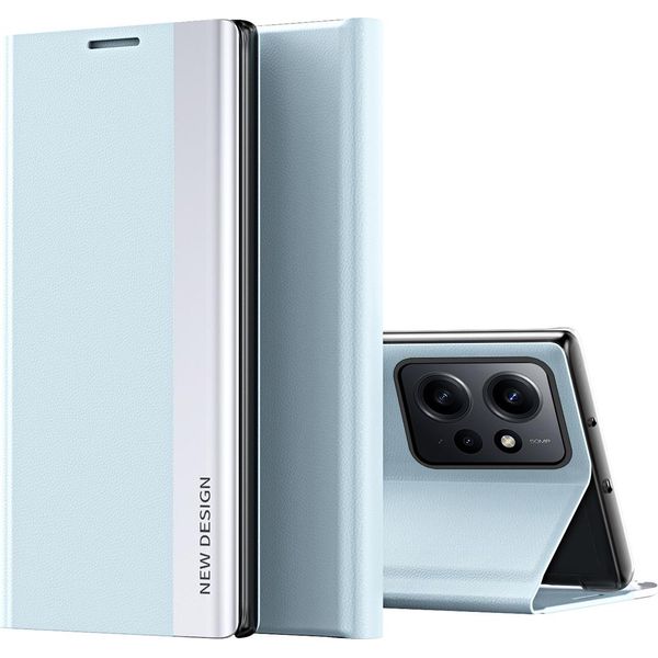 Custodia Per Xiaomi Redmi Note 12 4G Custodia Magnetica In Finto Cuoio Con Funzione Stand Blu-image