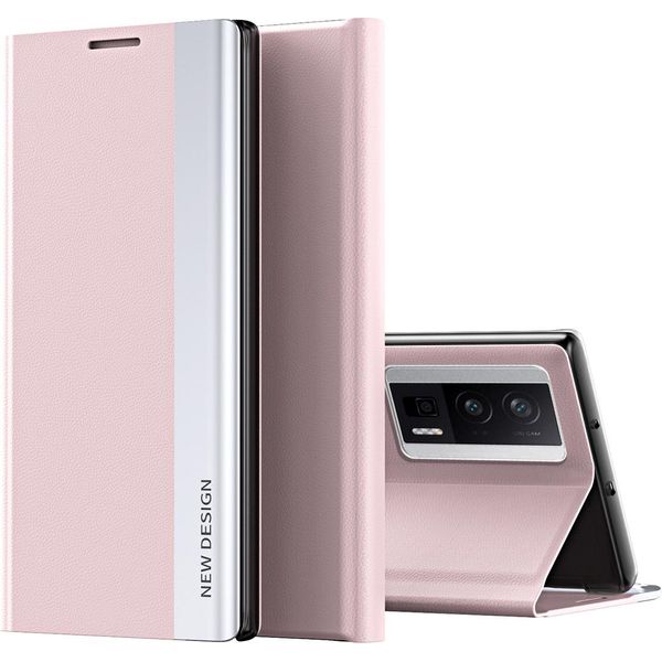 Custodia Per Xiaomi Poco F5 Pro/Redmi K60/K60 Pro Custodia Protettiva Flip Cover In Finto Cuoio Con Stand Rosa-image