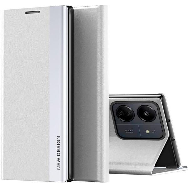 Custodia Per Xiaomi Redmi 13C /Poco C65 Custodia Magnetica In Finto Cuoio Con Funzione Stand Bianco-image